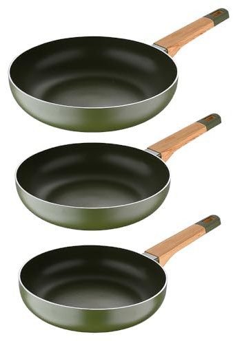 BERGNER Set 3 padelle 24/28/30cm in alluminio 100% riciclato per induzione - Testate e approvate da Gianfranco Vissani