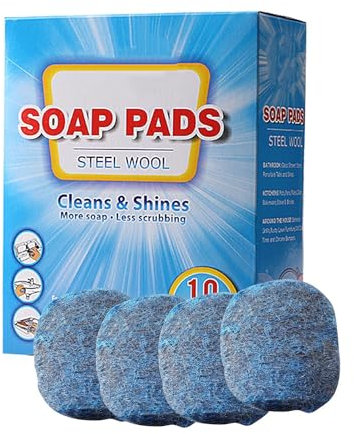 Stahlwolle-Seifenpads, Metall-Schrubberbürste | Vorgeseifte Reinigungsbürste aus Stahlwolle,Scheuerschwämme aus Metall, Küchen-Seifenschwämme aus Stahlwolle für Töpfe, Pfannen und Öfen