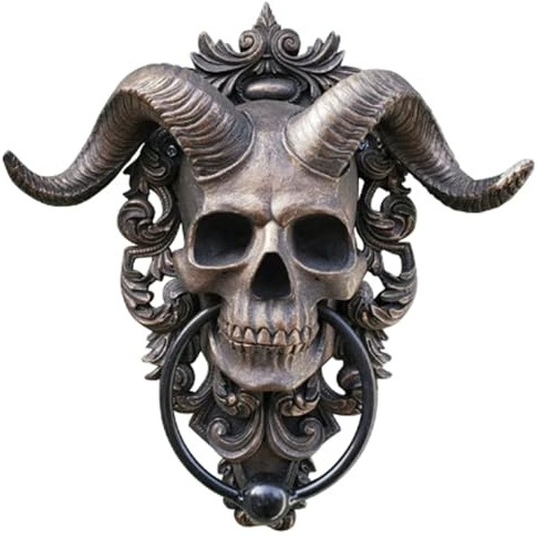 Vintage Eisen Shofar Heavy Duty Gothic Türklopfer Totenkopf Statuen Türklopfer Türgriff Perfekte Dekoration Zuhause