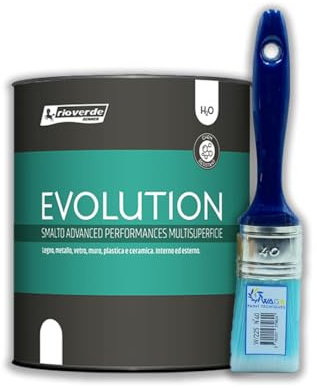 Kit Rio Verde Renner Evolution Smalto per tutte le superfici 750ml con Pennello Waga Paint (Cotone)