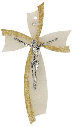 Holyart Crocifisso Vetro Murano Fiocco 15x10 cm