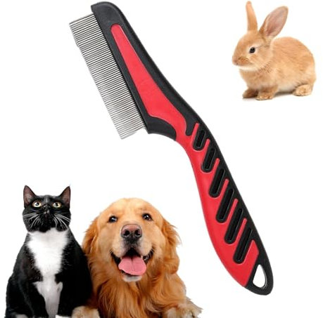 Uhngw Floh- und Zeckenkamm für Katzen,Haustier-Flohkamm,Hundehaarkamm, Katzenflohkämme mit langem Griff | Tierpflegezubehör zur Zeckenentfernung, universell für Zecken, Läuse und Flöhe, Hunde und