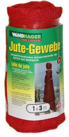 sopomarkt24 Jute-Gewebe Winterschutz 1 × 3 m Rot – Naturfaser Pflanzenschutz & Dekostoff für Frostschutz, Garten, DIY & Basteln