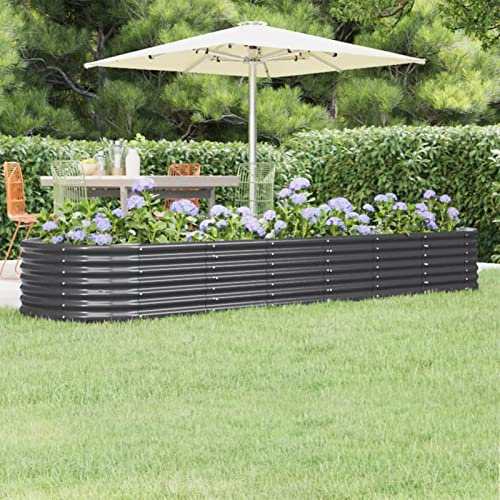 Xichuzi Hochbeet Pulverbeschichteter Stahl 296x80x36 cm Anthrazit, Palettenrahmen, Hochteich, Gemüsebeet, Kräuterregal Balkon, Blumenbeet, Kräuterspirale, Tomatenbeet, Pflanzhochbeet - 318926