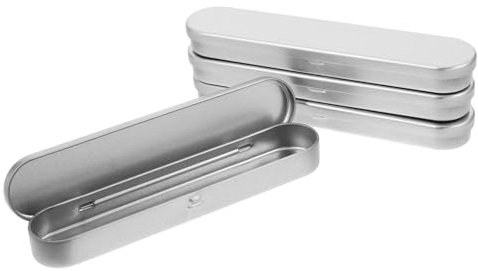 HAWILLOSCH 4pcs Bead Box Organizer Metal Storage Organizer Tins Pen Holders Metal Tin Box for Home Office Silver