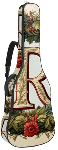 Gitarrentasche in voller Größe, wasserdichte Gitarren-Abdeckung, Tragetasche für akustische klassische E-Gitarren, Buchstabe R mit Kranzmuster, Mehrfarbig 04, 42.9x16.9x4.7 in, Lässiger Tagesrucksack