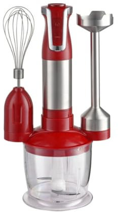 ROYALTY LINE, Mixeur Plongeant 3 en 1 RL-ESMS800 Rouge, 800W, Bol de Mélange 600ml, Acier Inoxydable, Régulateur de Vitesse Variable, Compact et Ergonomique, Idéal Cuisine
