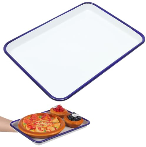 Beavorty Enamel Bake Pan 10.63X7.48X0.98In Rectangular Enamelware Roasting Tray Heat-Resistant Oven Baking Pan for Pies Cakes Vegetables Serving Dish