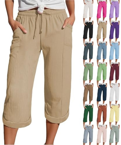 Generisch Kurze Hose Damen Große Größen, Meine Letzte Rechnung Einsehen, Musselin Hose 3/4 Leinenhose Sommer Kurze Hosen Sommerhose Leicht Caprihose Culotte Dreiviertel Strandhose