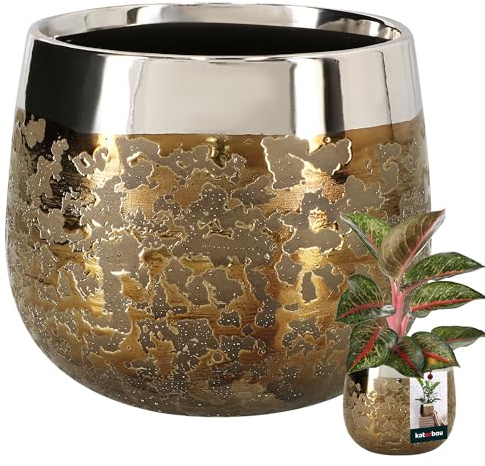 KOTARBAU® Keramik Blumentopf rund Spiegeleffekt ⌀ 12,5 cm Höhe 13 cm 1 St. Übertopf Blumentopf groß Glamour Blumen Töpfe Pflanzentopf Gross Indoor