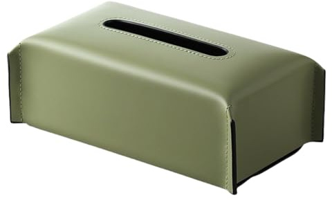 HSTWODE Taschentuchbox, PU Leder Taschentuchspender，Rechteckige Moderner Kosmetiktücherbox,Tücherbox nachfüllbar,Für Zuhause Büro Badezimmer (Grün)