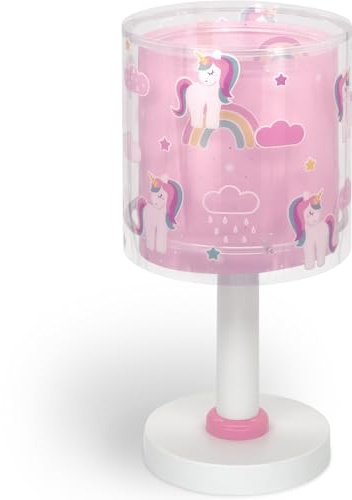 Dalber Kinder Tischlampe Nachttischlampe Nachtlicht Unicorns Einhörner, 41591N, G4-4W LED - Glühbirne enthalten, Rosa | Nachtlicht; 4W LED; Glühbirne enthalten
