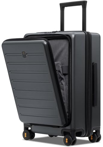 LEVEL8 Koffer Trolley mit Laptopfach, Handgepäck Koffer Leicht Reisekoffer mit TSA 4 Spinner Rollen TSA,Business Trolley, 54.5cm, 38L, Grau