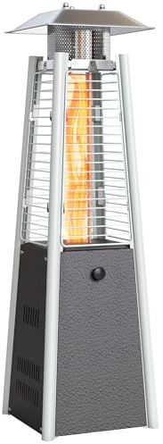 Outsunny Estufa de Gas Butano, 3000W, Calefactor de Exterior a Gas Portátil con Temperatura Ajustable, Protección contra Vuelcos, Ignición por Presión, para Butano y Propano, 3 m², Bronce