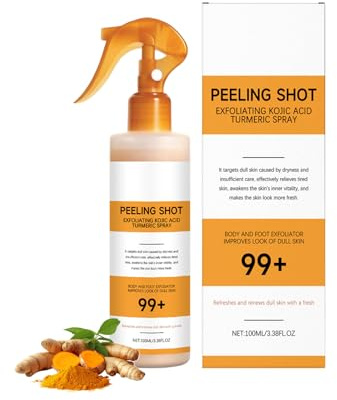 Peel Shot Keratin Care kojisyra gurkmeja spray, peeling, ljusare, återfuktar och jämnar ut huden, mild kroppsvård för slät hud, niacinamid för ansikte och kropp (1 st.)