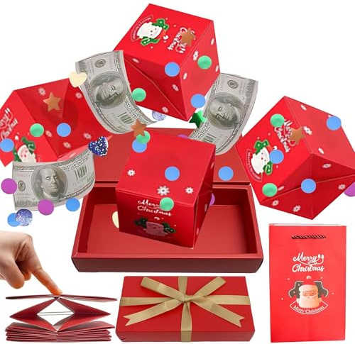 Hüpfbox - Kreative Faltbare Geschenkbox Zum Basteln, Überraschungsbox Für Geldgeschenke, Partybox Mit Weihnachtsthema | Festliche Deko Klassenzimmer Büro Freunde Lehrer Weihnachtsfeiern
