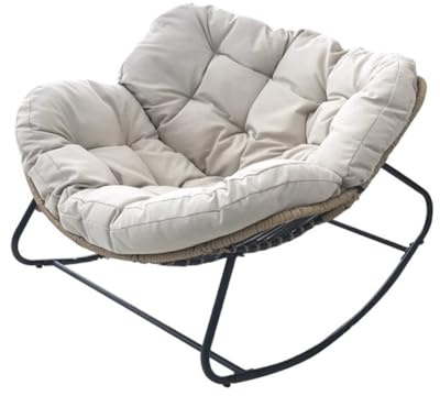 Robuster Schaukelstuhl für drinnen und draußen, mit waschbarem Kissen und verstellbarer Rückenlehne, ideal für Wohnzimmer, Veranda, Garten, Entspannung und Komfort