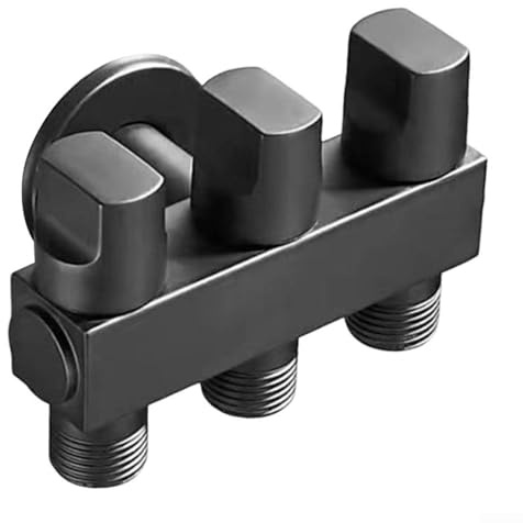 BlesConi Vanne d'angle de 1,27 cm, vanne de sortie d'eau multifonction à 3 voies avec construction en cuivre pour machine à laver et robinet (noir)