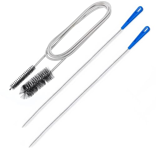 Molain 3Pcs Drain Unblocker Tools, Flexible 61 inch Double Ended Nylon Pipe Cleaner Brush and 17.7 inch Sink Unblocker Brush for Bathroom Shower Kitchen Plug Hole