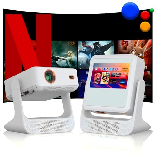 Proiettore Smart Compatibile 4K, Videoproiettore Full HD 1080P con Touchscreen, Doppio Display, 1200 ANSI, Autofocus, WiFi 6 Bluetooth, 1000+ App, Audio 25W per Home Cinema Camera da Letto Campeggio
