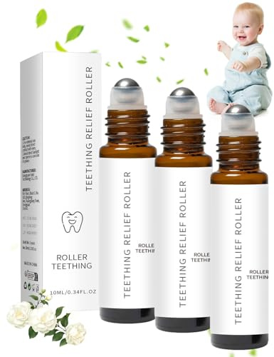 Daozhogo Natürliche Zahnungsroller, 3 Stück Zahnungsrolle Baby für Schmerzlinderung, Zahnen Beruhigendes Öl Roller Hilft bei Zahnproblemen