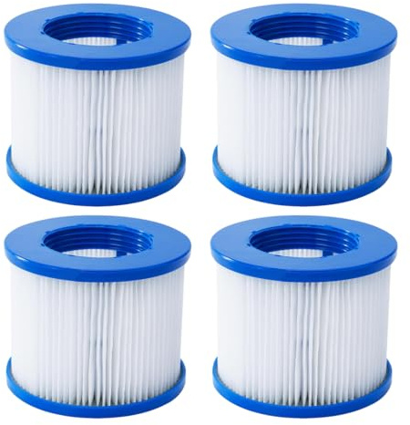 LUDHEP 4 Piezas Filtros de Rosca para Spa Hinchable 10×7,5cm, para CleverSpa y Wejoy, Tejido Trilobal de Alto Rendimiento, Fácil Limpieza