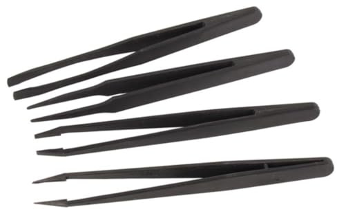 Velleman Conjunto de 4 pinzas no conductivas, para un trabajo de precisión seguro, negro