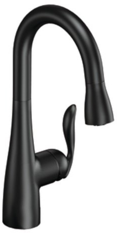 Moen 5995BL Arbor One Handle High Arc Pulldown Bar Faucet with Reflex, Matte Black