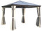 Outsunny Luxus Pavillon Gartenpavillon Alu Partyzelt Gartenzelt mit lichtdurchlässigem PC Dach Braun+Beige 300 x 300 x 260 cm