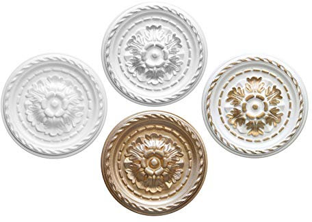 1 Rosetta Parete Soffitto Rosetta Parete Rosetta da Soffitto Polistirolo Ø30cm, R-6 Argento