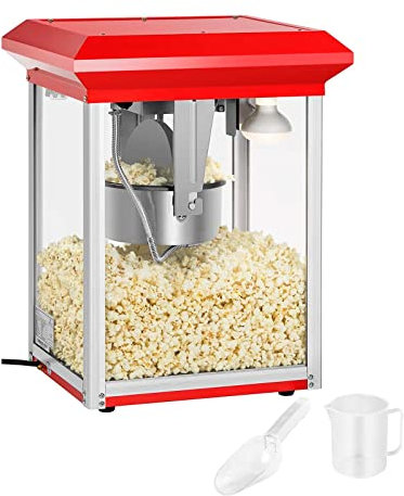 Royal Catering Palomitera Maquina de Palomitas Profesional (1300 W, aprox. 3 kg/h, Revestimiento antiadherente, 37,5 x 45,6 x 59 cm) Roja