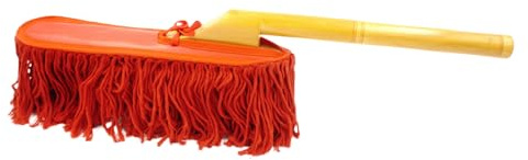 Car Duster California Style – Rot, 62cm, Baumwolle, Holzgriff, Waschbarer Reinigungskopf
