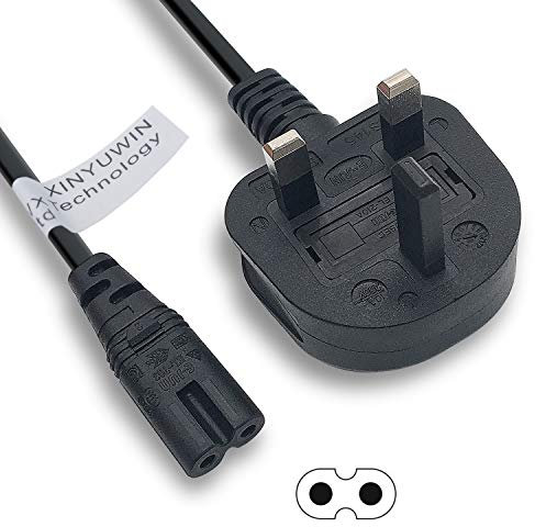 XINYUWIN 2 Pin Mains Power Lead Figure 8 IEC C7 Cable Compatible With Xbox One S Slim Game Console, Xbox One X, Sony PS2 PS3 PS4 (Slim Edition), PSP, PSV, HP/Samsung/Sony/Acer/Asus/Lenovo/MSI Laptop