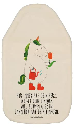 Mr. & Mrs. Panda Wärmflasche Einhorn Gärtner - Geschenk, Kleine Wärmflasche, Körnerkissen, Unicorn, Einhorn Deko, Wärmflasche mit Bezug,