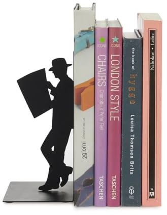 Balvi - The Reader Schwarze Buchstützte aus Metall. Originelles Design