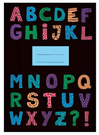 Kartenkaufrausch 1 buntes Buchstaben DIN A4 Schulheft, Schreibhefte auf schwarz, blau Lineatur 20 (blanko Heft 16 Blatt/32 Seiten) Notizheft, Kladde für Schule, Universität, Büro