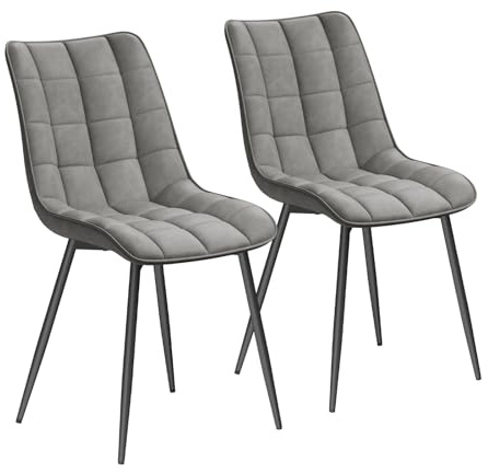 WOLTU Esszimmerstühle 2er Set, Küchenstühle gepolstert mit Rückenlehne | Sitzfläche aus Kunstleder, mit Metallbeinen, bis 150 kg belastbar, für Wohnzimmer Küche Esszimmer, Grau