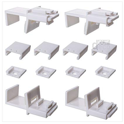 ourdeco® Zubehör Ersatzteil Klemmträger für alle Plissee Pastellfarben, 4 verstellbare Klemmträger, weiß, Montage ohne Bohren