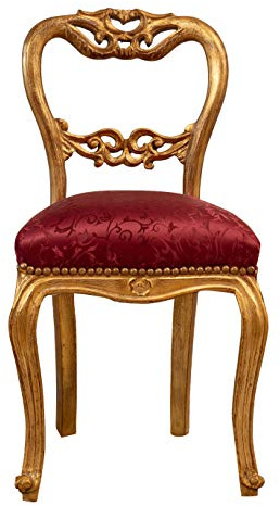 Biscottini Fauteuil Baroque 83 x 43 x 45 cm | Chaise Louis XVI | Fauteuil Salle a Manger | Chaise Style Louis XVI | Meuble Baroque | Fauteuil doré