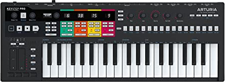 Arturia KeyStep Pro Schwarz USB-MIDI-Controller mit 61 Tasten, USB-Kabel und Bedienungsanleitung für Windows und macOS