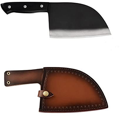 Couteau de cuisine Chef Boucher Coupage à la main Cuisine forgée Couteau de cuisine à la main Gardeau High Carbon Camping en plein air Camping Glossy Hunter Coffret Serbe (Color : F.matte 2pcs)