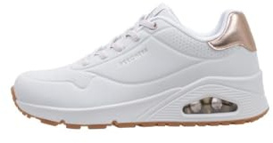 Skechers Uno- Shimmer Away, Scarpe da Ginnastica Donna, White Durabuck Rose Gold Duraleather Trim, 36.5 EU