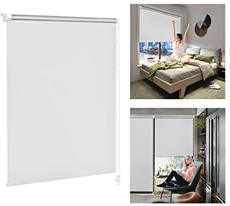 ACXIN Verdunklungsrollo ohne Bohren & mit Bohren, Verdunkelungsrollo Klemmfix, Weiß 120x160cm (BxH), Thermorollo Sichtschutz und Sonnenchutz, Rollos Hitzeschutz für Fenster & Tür
