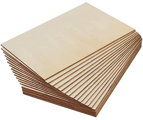 JOIKIT 20 hojas de madera de 220 x 150 x 3 mm, láminas finas de madera contrachapada, tablero de madera sin terminar para modelo de artesanía, manualidades, pintura, grabado