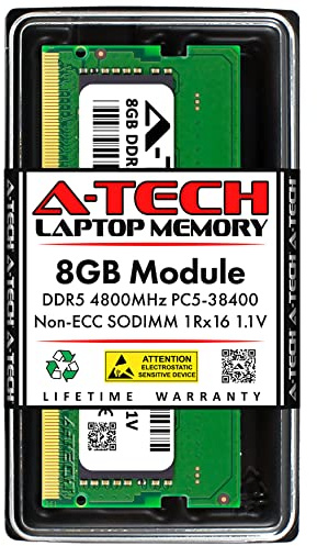 A-Tech Barrette de mémoire RAM 8 Go pour Crucial CT8G48C40S5 | DDR5 4800 MHz PC5-38400 1,1 V SODIMM 262 broches non ECC