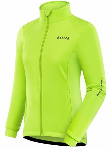 qualidyne Women's Thermal Cycling Jacket Windproof Fleece Lined Softshell Warm Winter Running & Outdoor Biking Coat