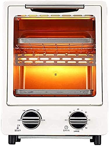 CAZARU Horno eléctrico de sobremesa Mini Horno de 12 l con Parrilla eléctrica, Mini Horno eléctrico y Parrilla, Tostador doméstico, Horno eléctrico Retro, Doble Espacio para Hornear
