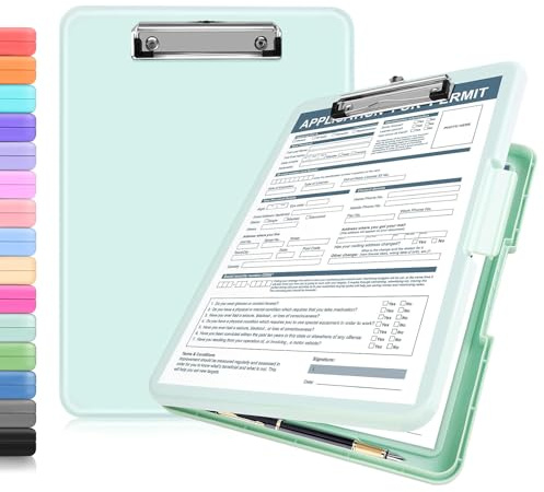 ANZNKU Clipboards with Storage, Green Nursing Storage Clipboard Foldable