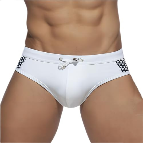Baotung BT0X0BH020 Slip de bain court et réglable pour homme, Blanc., M