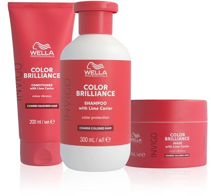 Wella Professionals Shampoing Invigo Color Brilliance pour cheveux colorés et épais, Après-Shampoing et Masque - Maintient l'éclat et la protection de la couleur des cheveux - 300 ml + 200ml +150ml